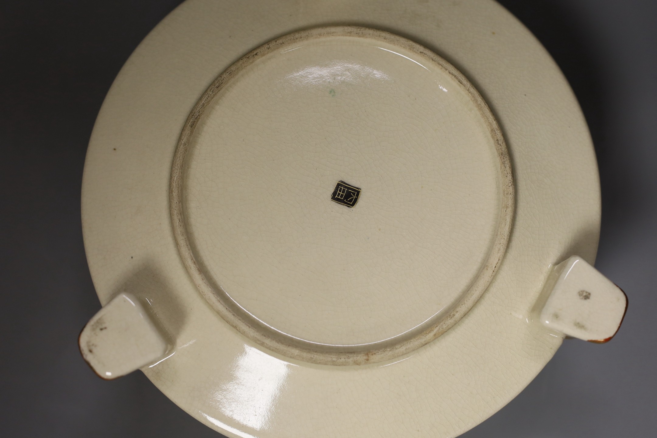An early 20th century Japanese Satsuma circular box and cover, 18.5cm